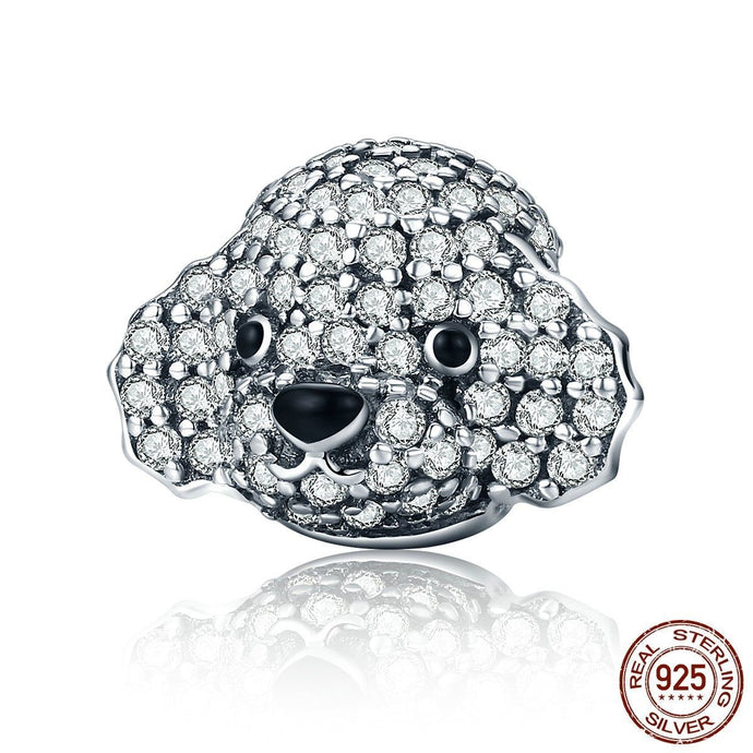 Toy Poodle Love Silver Charm BeadDog Themed Jewellery