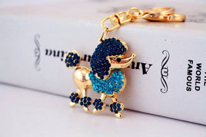 Trotting Golden Poodle Stone-Studded Keychains-Accessories-Accessories, Dogs, Keychain, Poodle-Blue-3