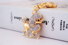 Load image into Gallery viewer, Trotting Golden Poodle Stone-Studded Keychains-Accessories-Accessories, Dogs, Keychain, Poodle-White-4