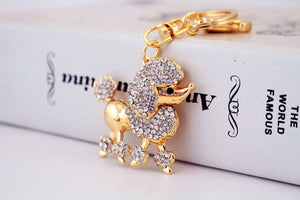 Trotting Golden Poodle Stone-Studded Keychains-Accessories-Accessories, Dogs, Keychain, Poodle-White-4