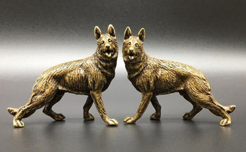 Twin German Shepherds Miniature Brass Figurines 2 Pcs Home Decor 430147 360x