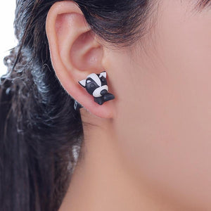 Two Piece Boston Terrier Handmade Polymer Clay EarringsDog Themed Jewellery