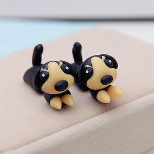 Two Piece Dachshund Handmade Polymer Clay EarringsDog Themed Jewellery