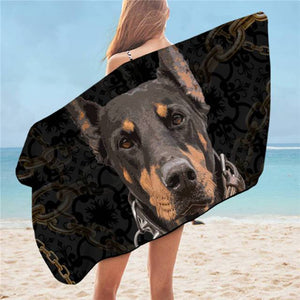 Unchained Doberman Love Beach Towel-Home Decor-Doberman, Dogs, Home Decor, Towel-2