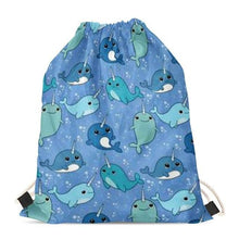 Load image into Gallery viewer, Unicorn American Pit Bull Terriers Love Drawstring BagAccessoriesBlue Whales