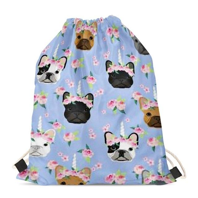 Unicorn French Bulldogs Love Drawstring BagAccessoriesFrench Bulldog