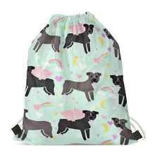 Load image into Gallery viewer, Unicorn French Bulldogs Love Drawstring BagAccessoriesStaffordshire Bull Terrier - Black &amp; Grey