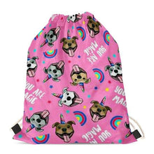 Load image into Gallery viewer, Unicorn French Bulldogs Love Drawstring BagAccessoriesStaffordshire Bull Terrier - Pink BG