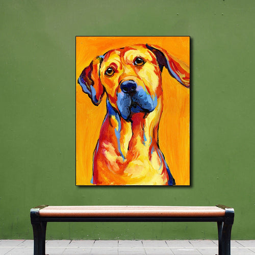 Image of a beautiful Vizsla poster hanged in a room