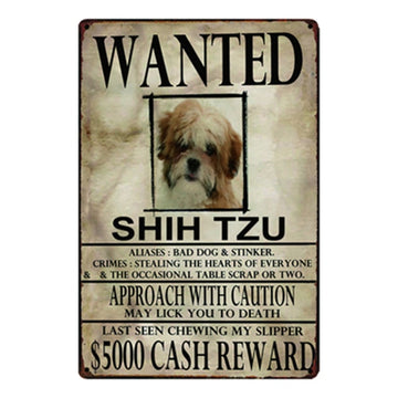Wanted Shih Tzu Approach With Caution Tin Poster Series 1 360x