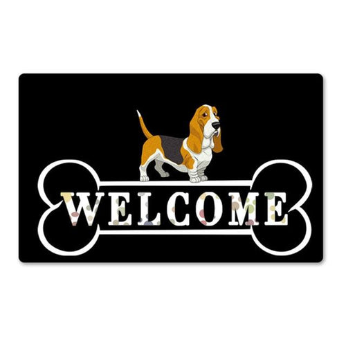Warm Basset Hound Welcome Rubber Door MatHome DecorBasset HoundSmall