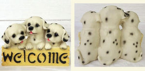image of three dalmatians welcome statue - front and back