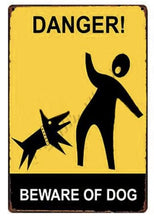 Load image into Gallery viewer, Warning Beware of Dog Tin Sign Board - Series 1Sign BoardDog Biting Man - Danger Beware of DogOne Size