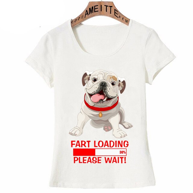 Warning Fart Loading English Bulldog Womens T Shirt-Apparel-Apparel, Dogs, English Bulldog, Shirt, T Shirt, Z1-S-1