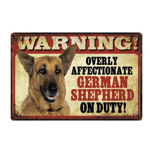 Warning Overly Affectionate Black Labrador Puppy on Duty - Tin Poster-Sign Board-Black Labrador, Dogs, Home Decor, Labrador, Sign Board-German Shepherd-One Size-17