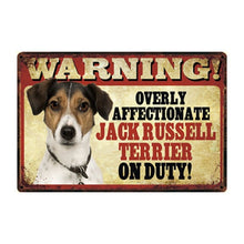 Load image into Gallery viewer, Warning Overly Affectionate Cocker Spaniel on Duty - Tin Poster-Sign Board-Cocker Spaniel, Dogs, Home Decor, Sign Board-Jack Russel Terrier-One Size-20