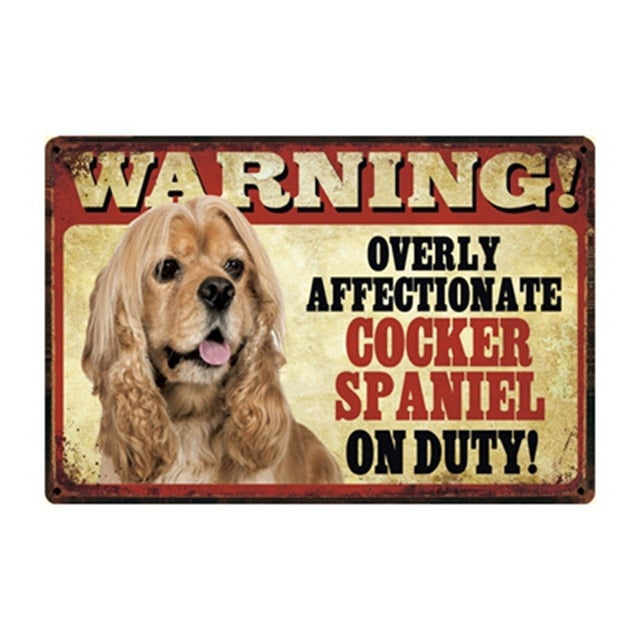 Warning Overly Affectionate Cocker Spaniel on Duty - Tin Poster-Sign Board-Cocker Spaniel, Dogs, Home Decor, Sign Board-Cocker Spaniel-One Size-1