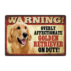 Warning Overly Affectionate Doberman on Duty - Tin Poster-Sign Board-Doberman, Dogs, Home Decor, Sign Board-Golden Retriever-One Size-9