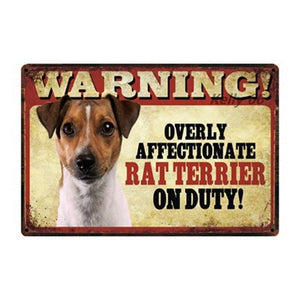 Warning Overly Affectionate Pit Bull on Duty - Tin PosterHome DecorRat TerrierOne Size