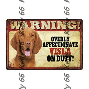 Warning Overly Affectionate Welsh Corgi on Duty - Tin Poster - Series 4Home DecorVizslaOne Size