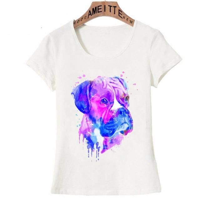 Watercolor Boxer Love Womens T Shirt-Apparel-Apparel, Boxer, Dogs, Shirt, T Shirt, Z1-S-1