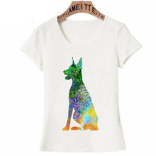 Load image into Gallery viewer, Watercolor Doberman Love Womens T Shirts-Apparel-Apparel, Doberman, Dogs, T Shirt, Z1-Design 1-L-8