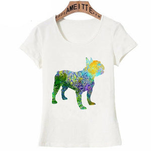 Watercolor French Bulldog Love Womens T Shirts-Apparel-Apparel, Dogs, French Bulldog, T Shirt, Z1-3