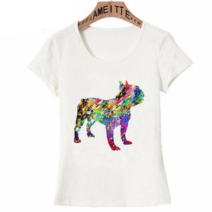 Watercolor French Bulldog Love Womens T Shirts-Apparel-Apparel, Dogs, French Bulldog, T Shirt, Z1-4