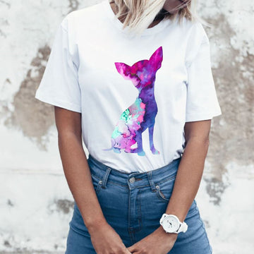 Watercolor Painting Chihuahua Womens T Shirt 360x