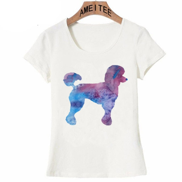 Watercolor Poodles Love Womens T Shirts-Apparel-Apparel, Dogs, Poodle, T Shirt, Z1-Design 1-S-1