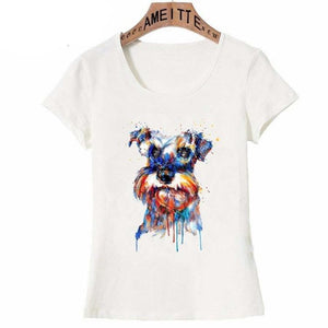 Watercolor Schnauzer Love Womens T Shirts-Apparel-Apparel, Dogs, Schnauzer, T Shirt, Z1-3