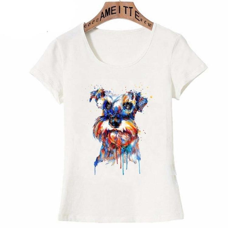 Watercolor Schnauzer Love Womens T Shirts-Apparel-Apparel, Dogs, Schnauzer, T Shirt, Z1-Design 1-M-1