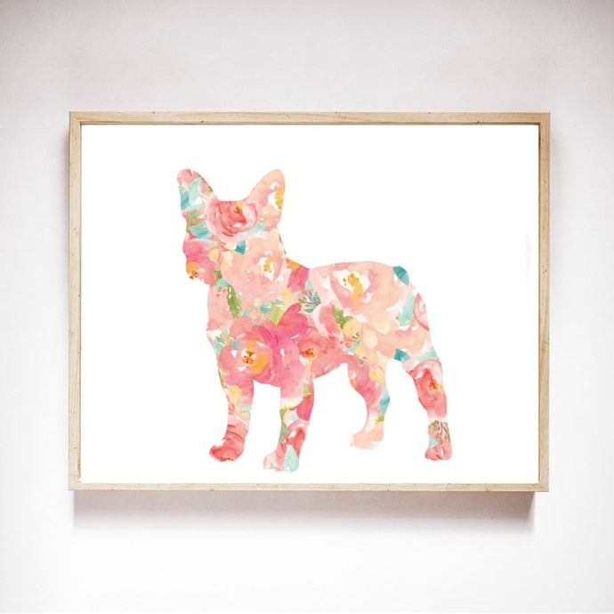 Watercolour French Bulldog Canvas Print Poster-Home Decor-Dogs, French Bulldog, Home Decor, Poster-8.2” Width x 5.9” Height (A5 size)-1
