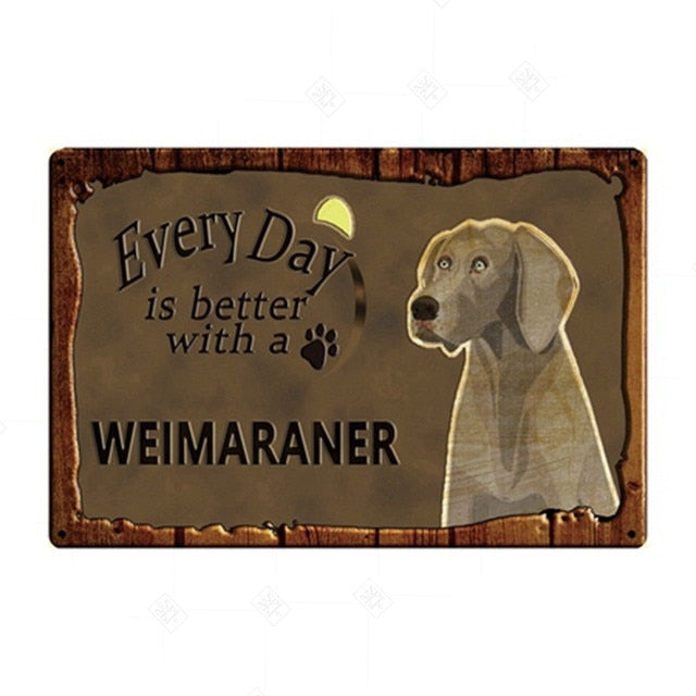 Image of a delightful Weimaraner poster with the text which says 'Every day is better with a Weimaraner'