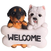 Load image into Gallery viewer, West Highland Terrier and Rottweiler Welcome Garden Statue-Home Decor-Dogs, Home Decor, Rottweiler, Statue, West Highland Terrier-2