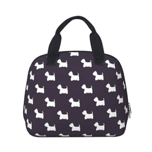 Image of West Highland Terrier lunch bag in an adorable infinite West Highland Terriers design