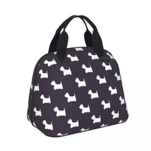 Load image into Gallery viewer, Image of Westie lunch bag in an adorable infinite West Highland Terriers design