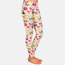 Load image into Gallery viewer, White Chihuahua Love Women&#39;s Leggings-Apparel-Apparel, Chihuahua, Dogs, Leggings-3