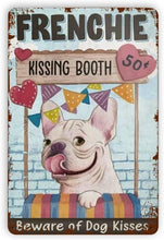 Load image into Gallery viewer, White Frenchie Kissing Booth Tin Poster-Home Decor-Dogs, French Bulldog, Home Decor, Sign Board-Large-1