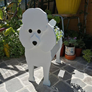 White Poodle Flower Pot 360x
