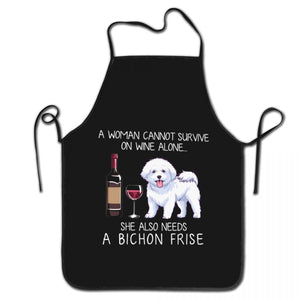 Wine and Basset Hound Love Unisex Aprons-Accessories-Accessories, Apron, Basset Hound, Dogs-Bichon Frise-15