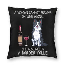 Load image into Gallery viewer, Wine and Border Collie Mom Love Cushion Cover-Home Decor-Border Collie, Cushion Cover, Dogs, Home Decor-7