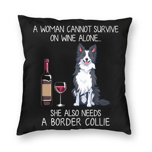 Wine and Border Collie Mom Love Cushion Cover-Home Decor-Border Collie, Cushion Cover, Dogs, Home Decor-7