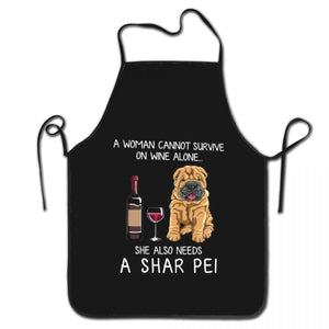 Wine and Bulldog Love Unisex Aprons-Accessories-Accessories, Apron, Dogs, English Bulldog-Shar Pei-10