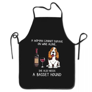 Wine and Bulldog Love Unisex Aprons-Accessories-Accessories, Apron, Dogs, English Bulldog-Basset Hound-11