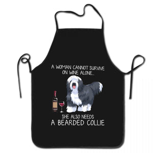 Wine and Bulldog Love Unisex Aprons-Accessories-Accessories, Apron, Dogs, English Bulldog-Bearded Collie-17