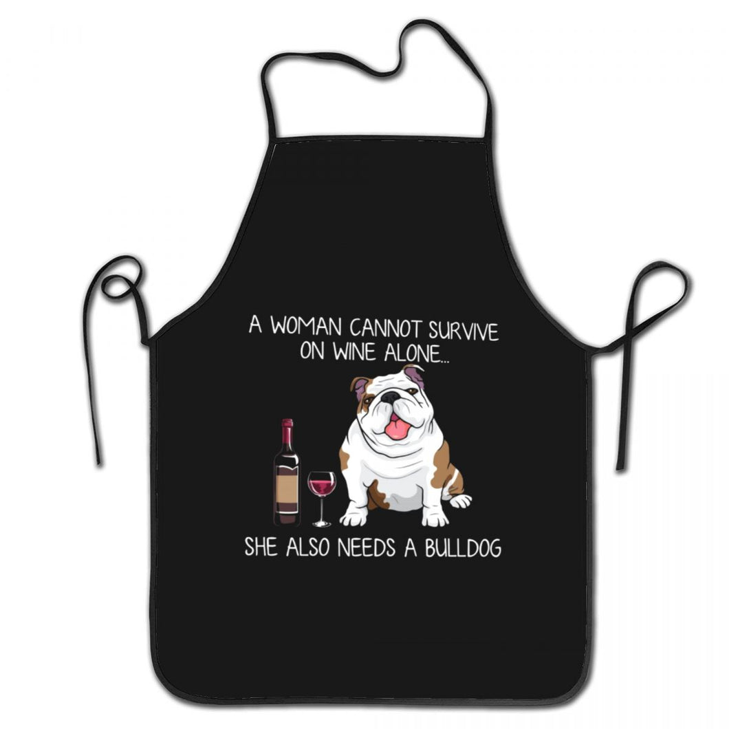 image of black bull dog apron in white background
