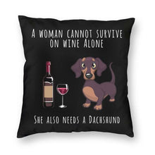 Load image into Gallery viewer, Wine and Dachshund Mom Love Cushion Cover-Home Decor-Cushion Cover, Dachshund, Dogs, Home Decor-3