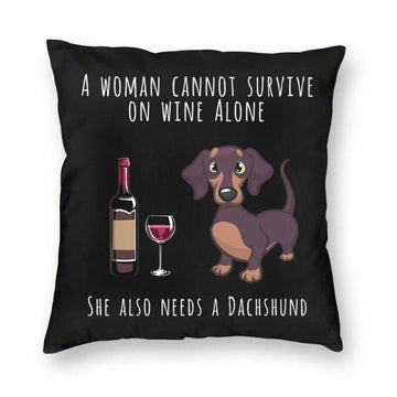 Wine And Dachshund Mom Love Cushion Cover 360x