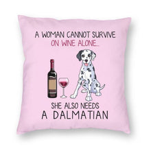 Load image into Gallery viewer, Wine and Dalmatian Mom Love Cushion Cover-Home Decor-Cushion Cover, Dalmatian, Dogs, Home Decor-3